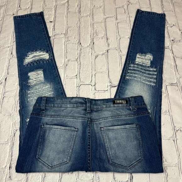 Thrill Jeans Y2K Distressed Straight Leg Denim Sz 11 - Picture 3 of 8